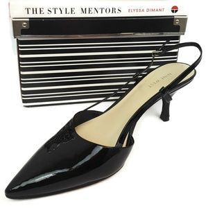 SIZE 10 BLACK HEELS NINE WEST Pointy Toe Patent